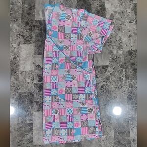 Green Town Patchwork Scrub Top